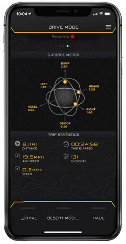 ICON 2010+ Toyota 4Runner 2.5 Series Ext Travel VS RR CDEV Coilover Kit suspension data displayed on mobile app by icon vehicle dynamics