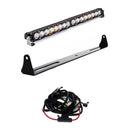 Baja Designs 07-13 Silverado 20in Bumper Mount Kit 20in S8 with LED light bar, steel bracket, and heavy-duty wiring harness