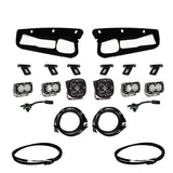 Baja Designs 2021+ Ford Bronco Clear SAE Fog Pocket Kit w/Upfitter includes LED fog lights, brackets, and wiring harnesses for off-road use