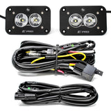 Baja Designs S2 Pro Flush Mount LED Light Pod Kit Work/Scene Pattern - Pair with wiring harness and black anodized aluminum housing