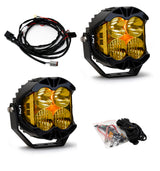 Baja Designs LP4 Pro Driving/Combo LED - Amber (Pair) with wiring harness and heavy-duty mounting brackets for off-road vehicles