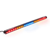 Baja Designs RTL-B Single Straight 30in Light Bar with multi-color amber, blue, and red LEDs in black aluminum housing