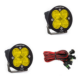 Baja Designs Squadron R Pro Wide Cornering Pair LED Light Pods - Amber with wiring harness and heavy-duty mounts