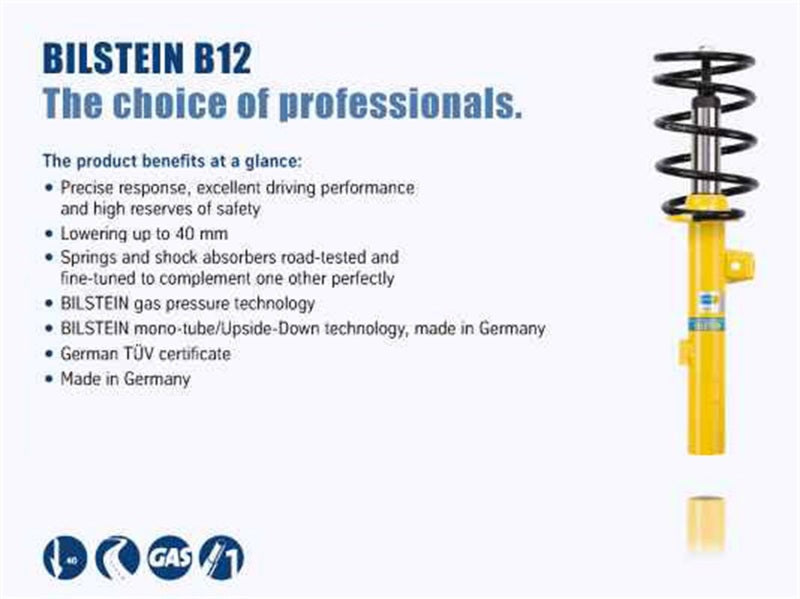 Bilstein B12 Pro-Kit 14-16 BMW 435i / 17 BMW 440i Front and Rear Monotube Suspension Kit heavy-duty gas pressurized shocks with springs