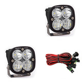 Baja Designs Squadron Sport Driving/Combo Pair LED Light Pods - Clear with heavy-duty mounts and wiring harness for off-road vehicles
