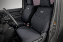 Seat Covers Front & Rear | Suzuki Jimny (4-Door) (2018-2025) Rough Country by Mudify with durable, water-resistant black fabric and RC logo
