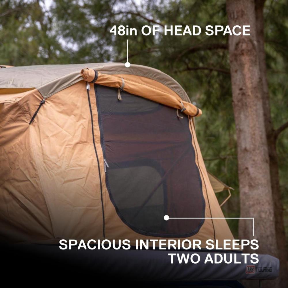 ARB Flinders Rooftop Tent 803300A with breathable mesh window, 48in headspace, sleeping capacity for two adults outdoors