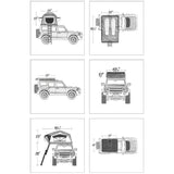 ARB Flinders Rooftop Tent 803300A technical line drawing with dimensions for off-road vehicle roof mounting.