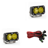 Baja Designs S2 Sport Driving Combo Pattern Pair LED Work Light - Amber with heavy-duty mounts and wiring harness kit