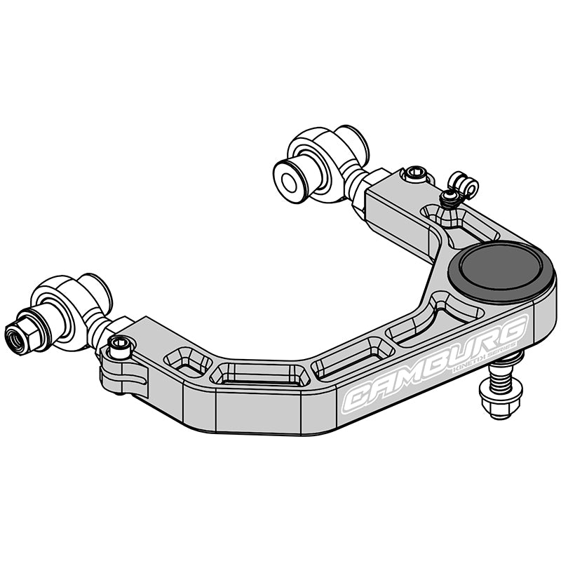 Camburg KINETIK V2 Billet Uniball Upper Control Arms CAM-310184-GRY for Toyota Tacoma (05-23), 4Runner (03-23), FJ Cruiser (07-14) with precision-machined aluminum and heavy-duty uniball joints