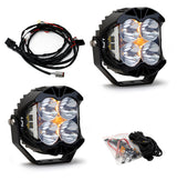 Baja Designs LP4 Pro Spot LED - Clear (Pair) with wiring harness and mounting brackets for high-performance off-road lighting