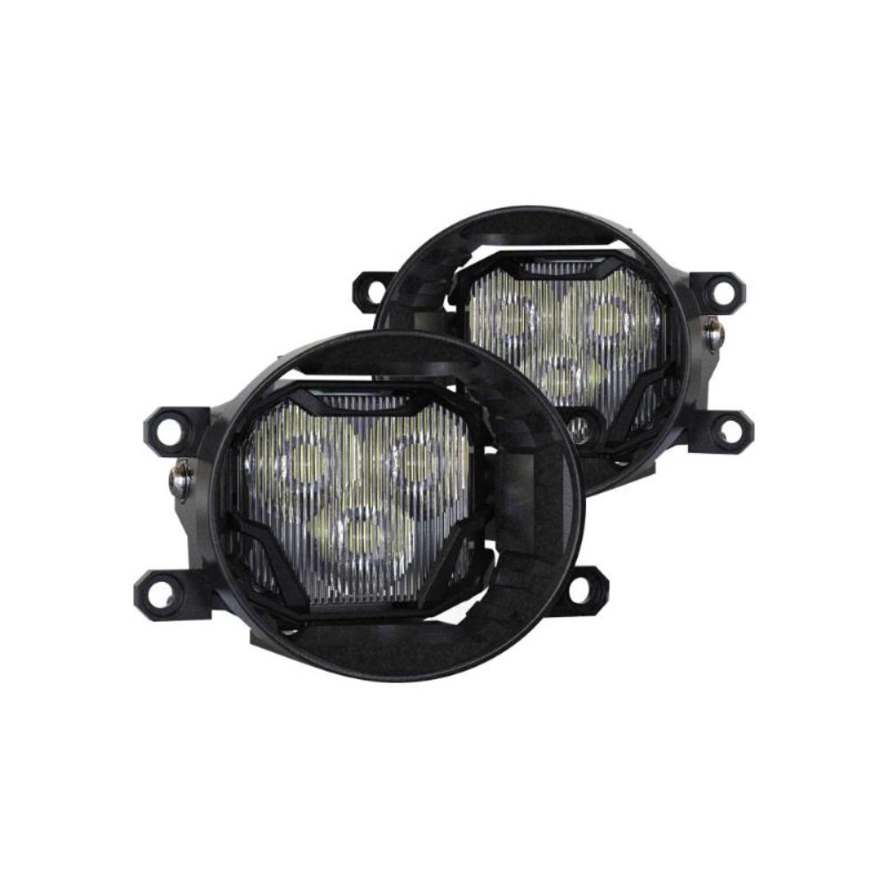 Morimoto 4Banger HXB LED Fog Lights Kit (White SAE Wide Beam) dual compact LED fog lights with durable black mounts