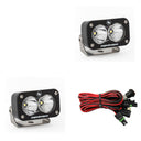 Baja Designs S2 Sport Work/Scene Pattern Pair LED Work Light - Clear with stainless steel mounts and wiring harness for off-road use