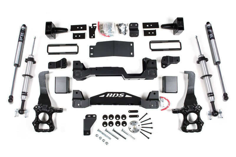 BDS 6 Inch Lift Kit | FOX 2.0 IFP Strut | Ford F150 (15-20) 4WD – 4 Inch Block Kit (Tail Low to Level Stance)
