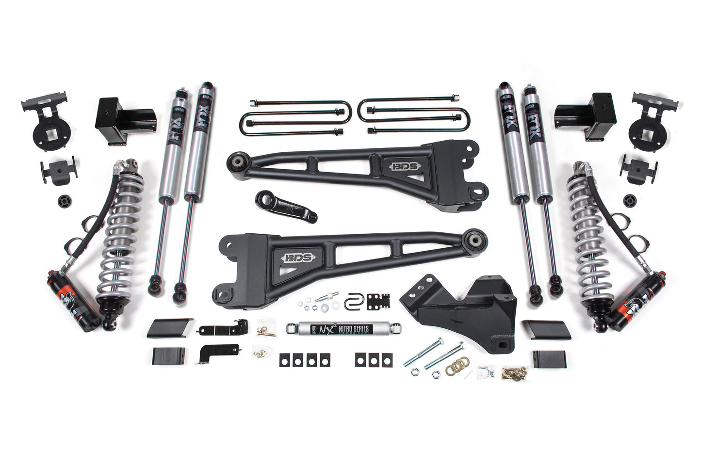 BDS 4 Inch Lift Kit w/ Radius Arm | FOX 2.5 Performance Elite Coil-Over Conversion | Ford F250/F350 Super Duty (17-19) 4WD Diesel with heavy-duty suspension components