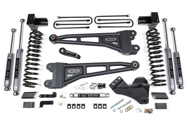 BDS 4 Inch Lift Kit w/ Radius Arm | Ford F250/F350 Super Duty (17-19) 4WD | Gas