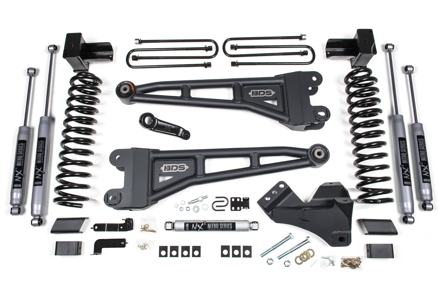 BDS Suspension BDS 4 Inch Lift Kit w/ Radius Arm for 2017-2019 Ford F250/F350 Super Duty 4WD Diesel with heavy-duty shocks and coil springs
