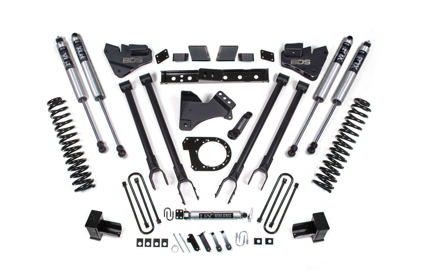 BDS Suspension BDS 6 Inch Lift Kit | 4-Link Conversion | Ford F250/F350 Super Duty (17-19) 4WD | Diesel components with shocks springs and hardware
