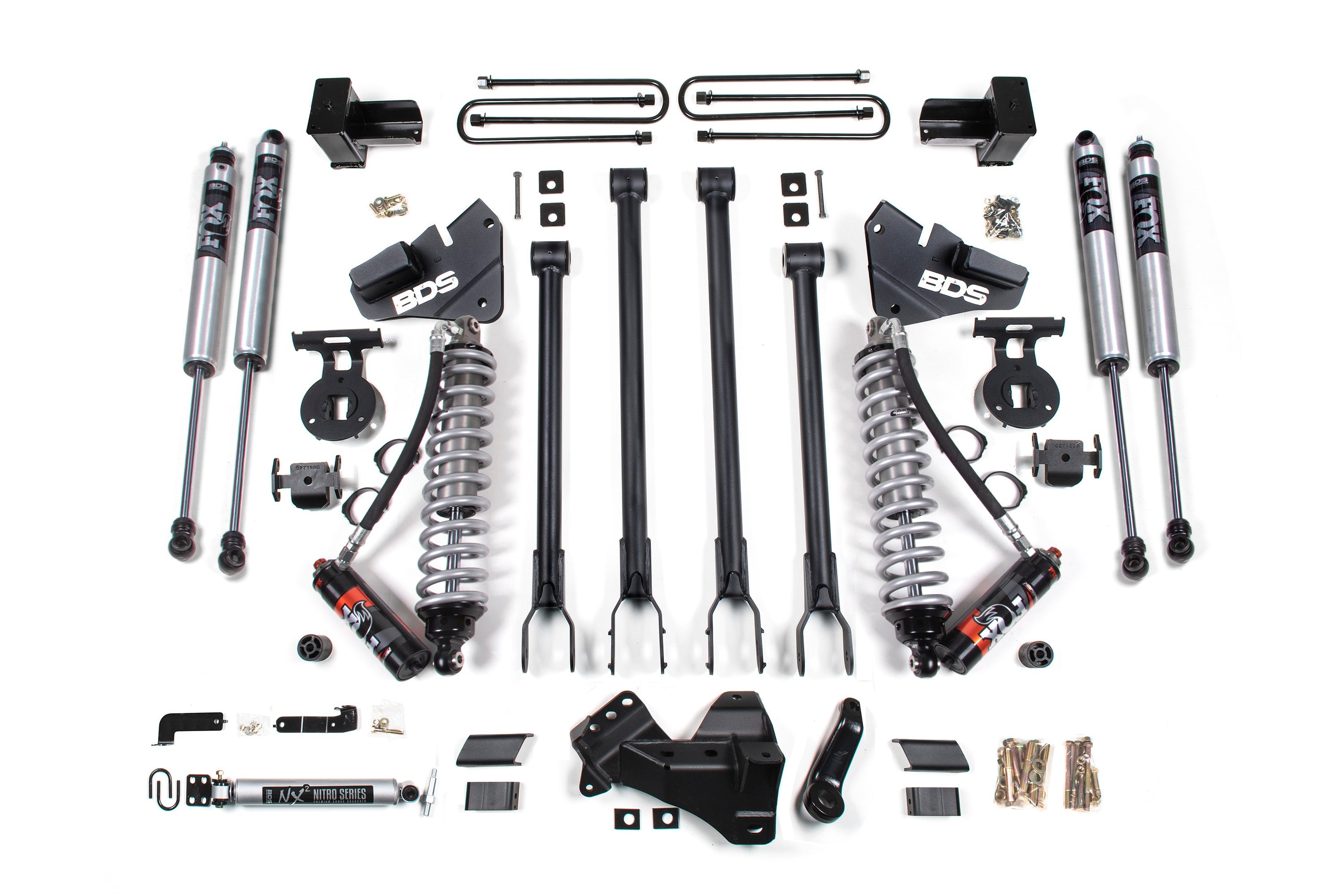 BDS 4 Inch Lift Kit w/ 4-Link | FOX 2.5 Performance Elite Coil-Over Conversion | Ford F250/F350 Super Duty (17-19) 4WD | Diesel
