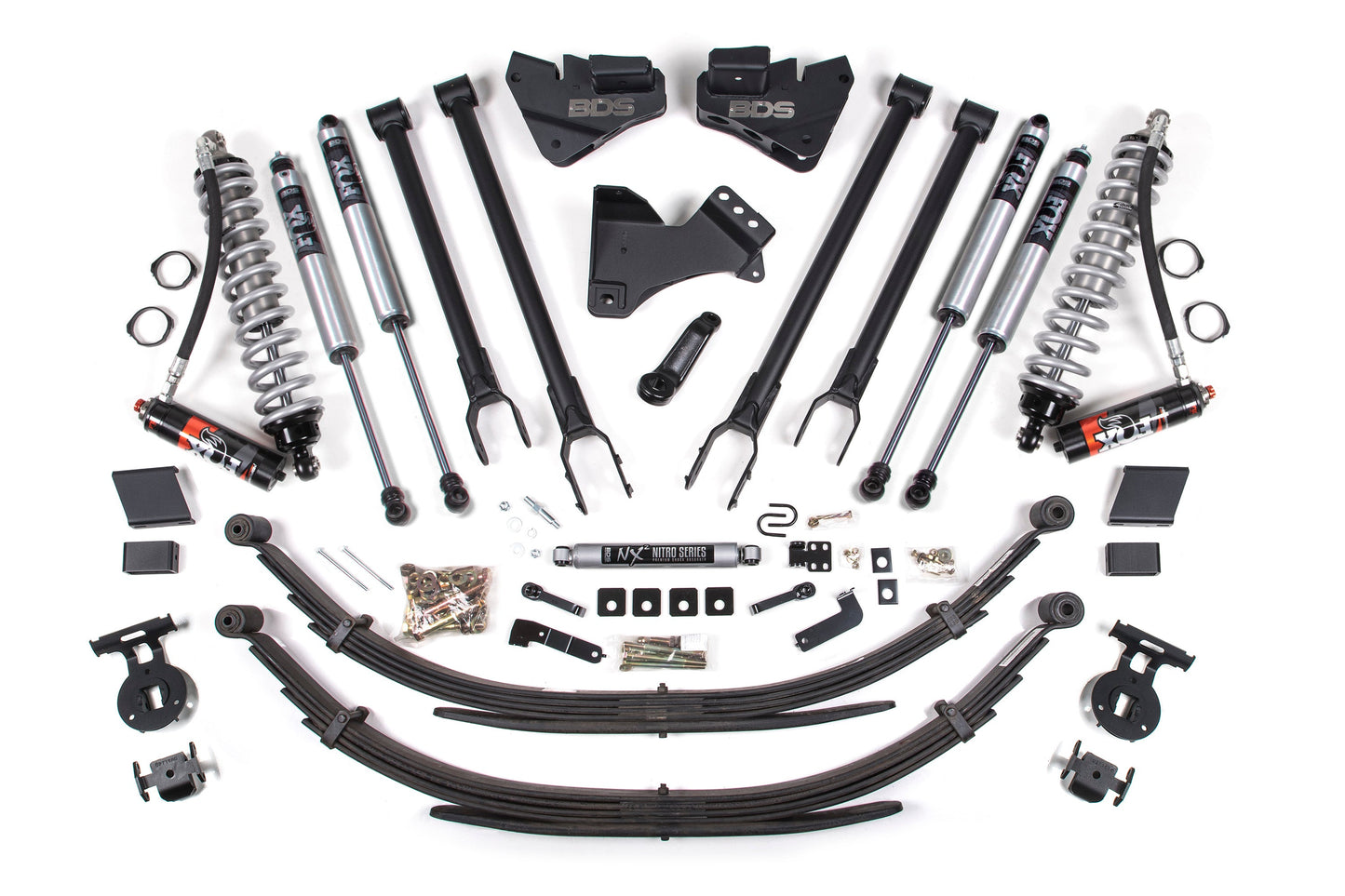 BDS Suspension BDS 4 Inch Lift Kit w/ 4-Link and FOX 2.5 Performance Elite Coil-Over Conversion for 2017-2019 Ford F250/F350 Super Duty 4WD Diesel