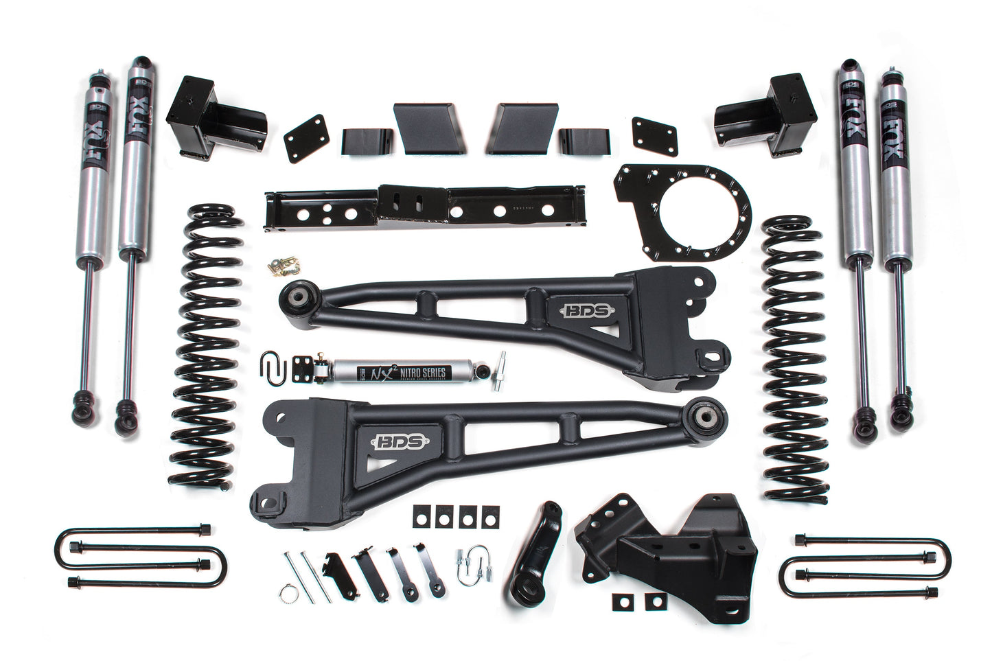 BDS 6 Inch Lift Kit w/ Radius Arm | Ford F250/F350 Super Duty (17-19) 4WD Diesel heavy-duty suspension shocks springs and hardware