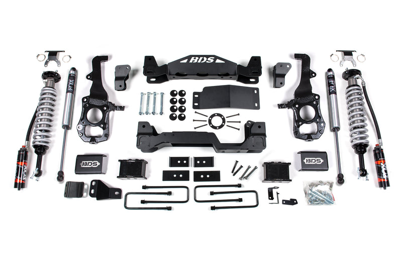 BDS 6 Inch Lift Kit | FOX 2.5 Performance Elite Coil-Over | Ford F150 (21-24) 4WD – 5 Inch Block Kit (Level to Tail High Appearance) / FOX 2.0 Performance Series