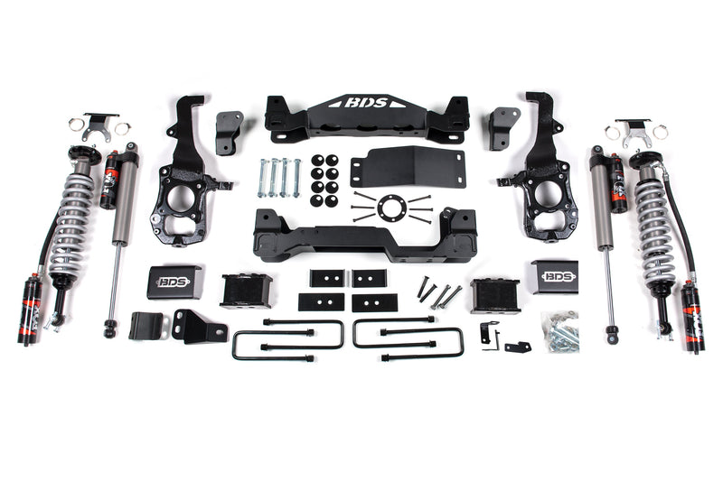 BDS 6 Inch Lift Kit | FOX 2.5 Performance Elite Coil-Over | Ford F150 (21-24) 4WD – 5 Inch Block Kit (Level to Tail High Appearance) / FOX 2.5 Performance Elite