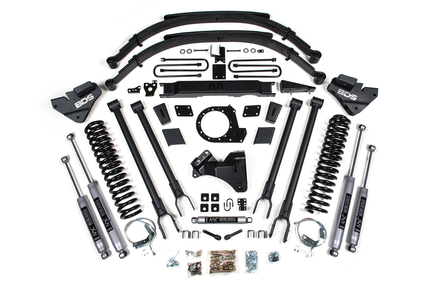 BDS Suspension BDS 9 Inch Lift Kit w/ 4-Link | Ford F250/F350 Super Duty (20-22) 4WD | Diesel with coil springs, shocks, and heavy-duty brackets
