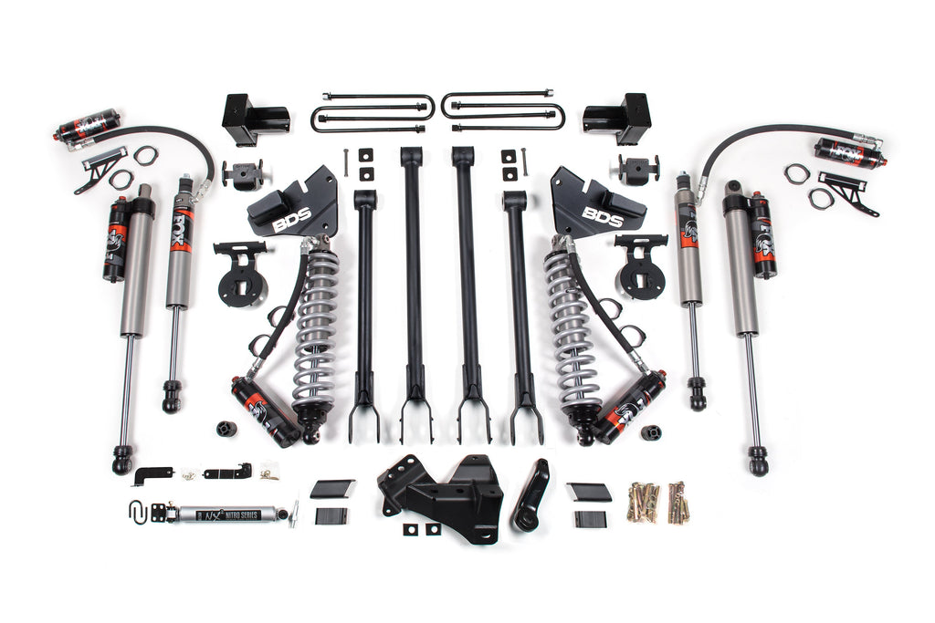 BDS 4 Inch Lift Kit w/ 4-Link | FOX 2.5 Performance Elite Coil-Over Conversion | Ford F250/F350 Super Duty (17-19) 4WD | Diesel