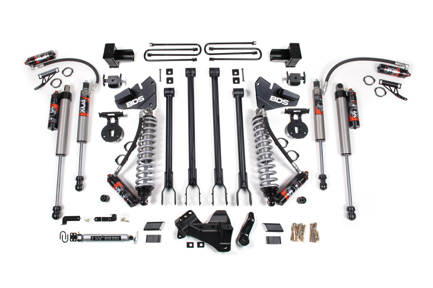 BDS Suspension BDS 4 Inch Lift Kit w/ 4-Link FOX 2.5 Performance Elite Coil-Over Conversion for 2017-2019 Ford F250/F350 4WD Diesel