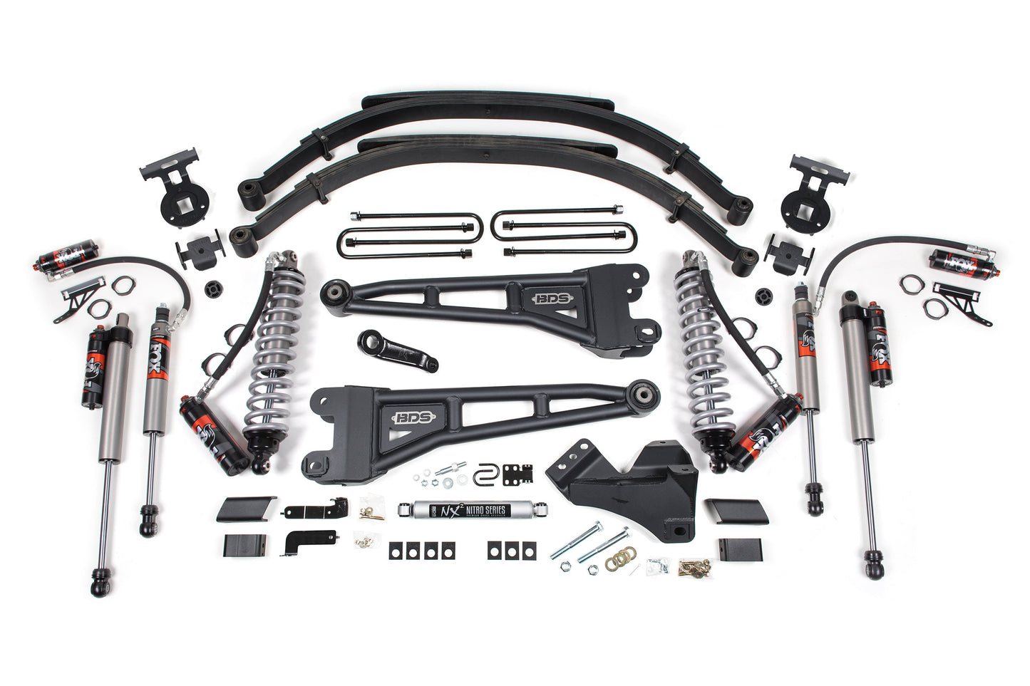 BDS 4 Inch Lift Kit w/ Radius Arm | FOX 2.5 Performance Elite Coil-Over Conversion for 2017-2019 Ford F250/F350 4WD Diesel suspension components