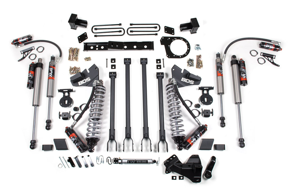 BDS 6 Inch Lift Kit w/ 4-Link | FOX 2.5 Performance Elite Coil-Over Conversion | Ford F250/F350 Super Duty (17-19) 4WD | Diesel