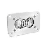 Baja Designs S2 Pro Flush Mount Wide Cornering Pattern White LED Work Light - Clear with durable white housing and dual LED lenses