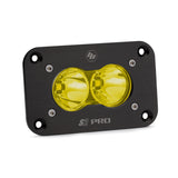 Baja Designs S2 Pro Flush Mount Spot Pattern LED Work Light - Amber with black anodized aluminum housing and dual sealed lenses