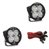Baja Designs Squadron R Sport Wide Cornering Pair LED Light Pods - Clear with wiring harness and adjustable heavy-duty mounts for off-road use