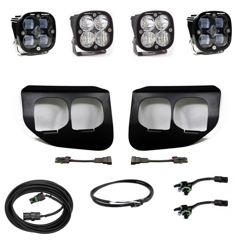 Baja Designs Ford Super Duty (20-On) Fog Lights Dual FPK SAE/Pro DC Baja Designs w/Upfitter with LED pods, bezels, and wiring harnesses
