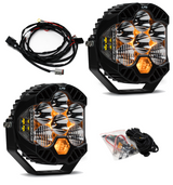 Baja Designs Jeep JL/JT Rubicon Steel Bumper LED Light Kit LP6 with high-performance LED pods, wiring harness, and mounting hardware