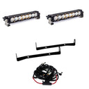 Baja Designs 14-18 Toyota 4Runner TRD Dual 10in S8 Mount Kit with black steel brackets, dual LED light bars, and wiring harness