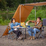 ARB Compact Aluminum Camp Table 10500130 with lightweight aluminum frame and foldable legs set up for outdoor camping use