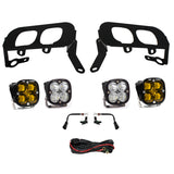 Baja Designs 14-15 Silverado 1500 White Fog Pocket Kit - Amber with heavy-duty brackets, amber LED fog lights, and wiring harness components