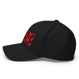 Mudify Signature Cap | Flexfit 6277 black structured cap with bold red Mudify logo and closed back design