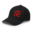 Mudify Signature Cap | Flexfit 6277 in black with red embroidered logo, structured fit and closed back design