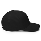 Mudify Signature Cap | Flexfit 6277 black structured cap with red embroidered Mudify emblem and closed back design