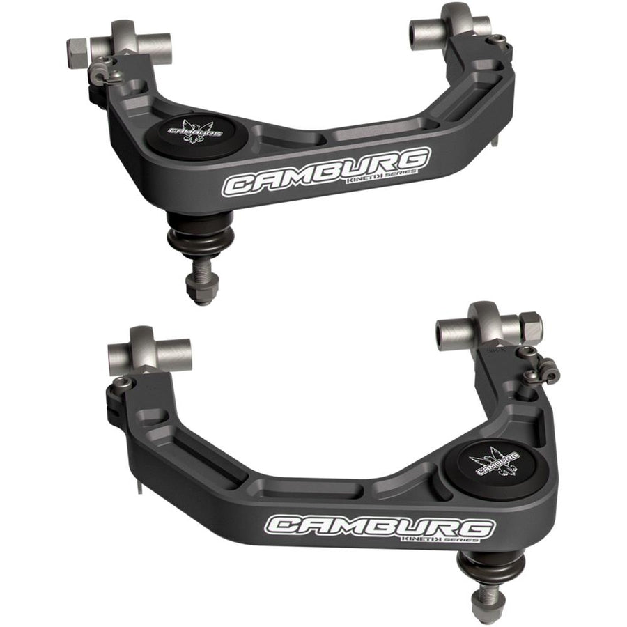 Camburg KINETIK Series X-Joint XL Billet Upper Control Arms CAM-310277-GRY for Toyota Tacoma (24-ON), 4Runner (25-ON), Land Cruiser 250 Series, gray anodized aluminum with high-strength joints and precision-machined suspension components.