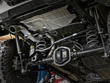 aFe MACH Force-Xp Axle-Back Exhaust System w/Black Tip 49-48070-1B installed on 2018-2020 Jeep Wrangler L4-2.0T / V6-3.6L rear suspension