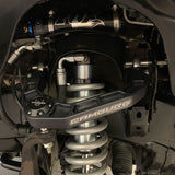 Camburg KINETIK V2 Billet Uniball Upper Control Arms CAM-310184-GRY for Toyota Tacoma (05-23), 4Runner (03-23), FJ Cruiser (07-14) installed with coil spring and Fox shock absorber system.