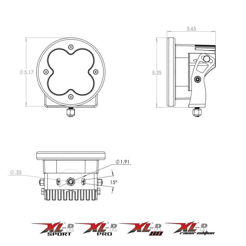 Baja Designs XL R 80 Wide Cornering LED Light Pods - Amber with compact heavy-duty housing and precise beam angles for off-road 4x4 use