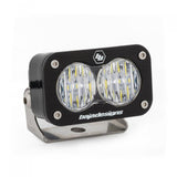 Baja Designs S2 Pro Wide Driving Pattern LED Work Light - Clear with black housing and stainless steel mounting bracket for off-road use