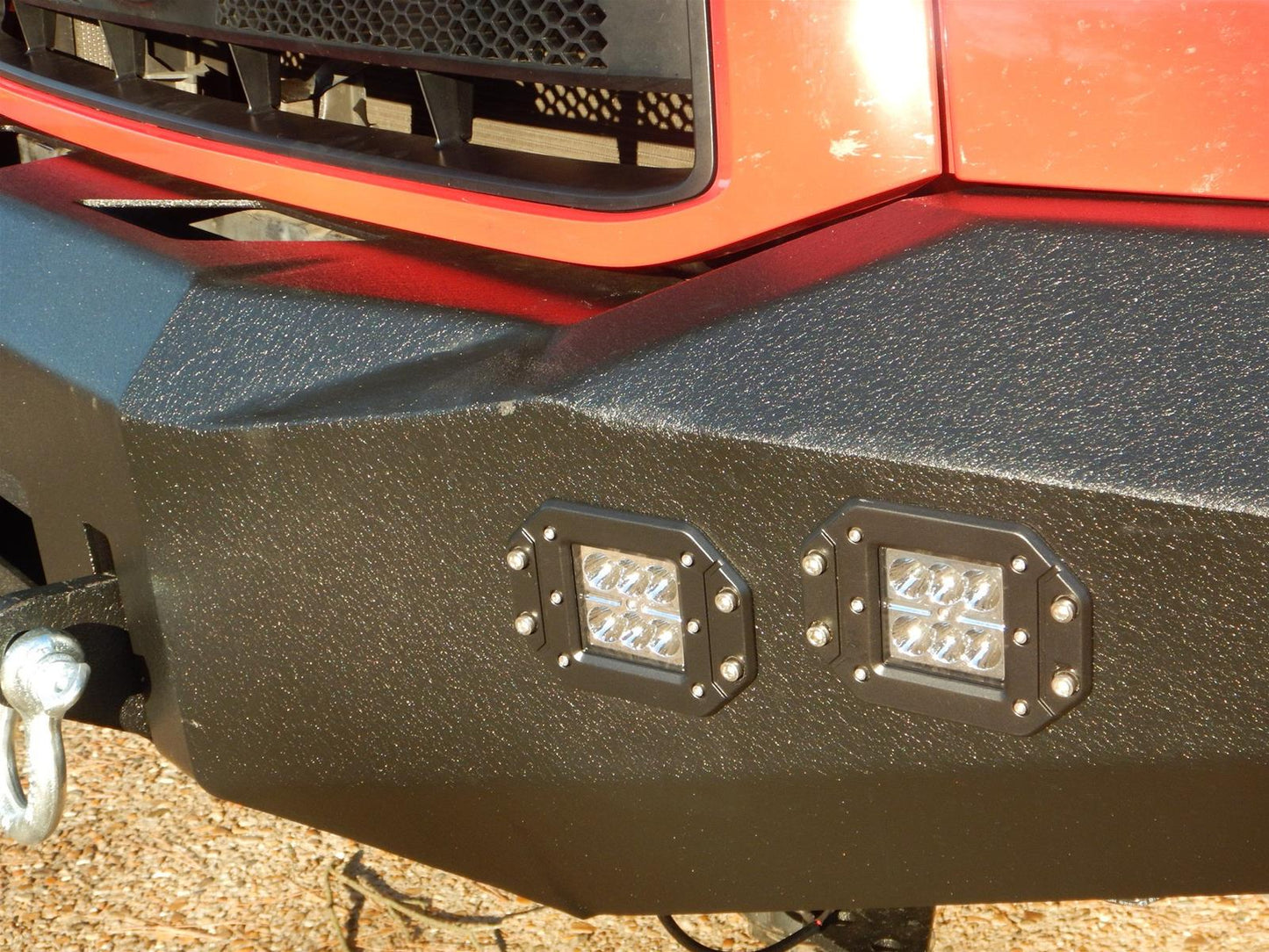DV8 Offroad Front Bumpers FBTT2-02 for Toyota Tundra 2007-2013 textured steel with integrated LED light pods and D-ring mounts