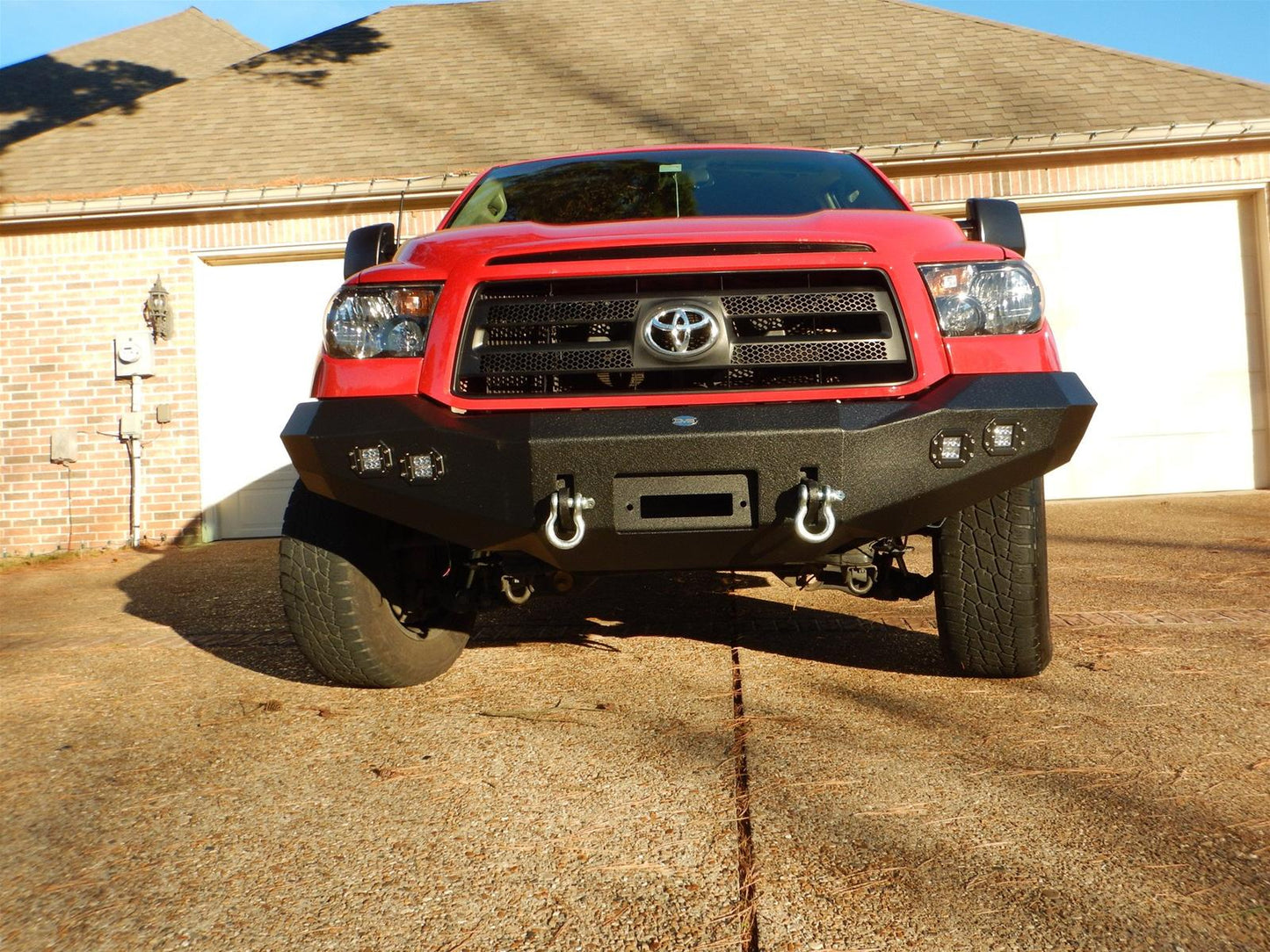 DV8 Offroad Front Bumpers FBTT2-02 for Toyota Tundra 2007-2013 heavy-duty cold rolled steel with integrated D-ring mounts and LED pods